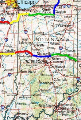 Indiana trip map.