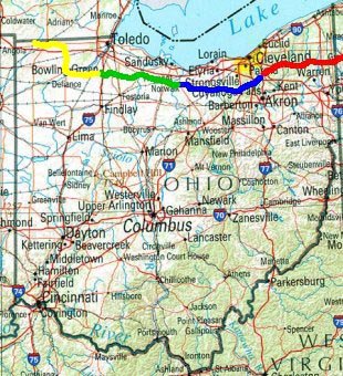 Ohio trip map.