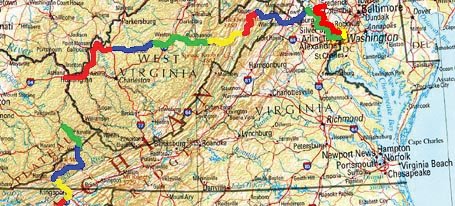 VA and  MD trip map.